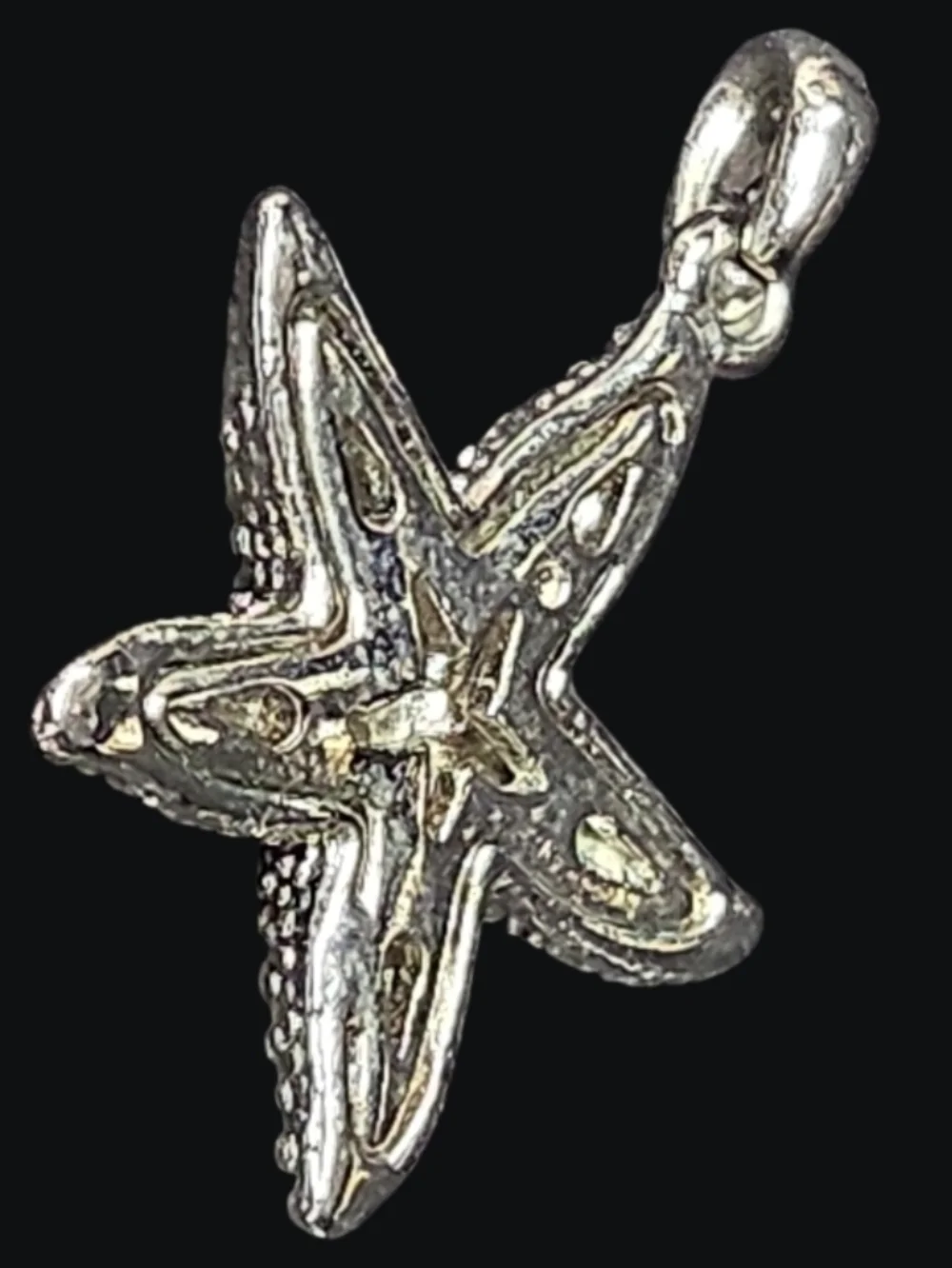 Rhinestone Silver-Tone Starfish Charm Pendant Necklace - Pendant Only